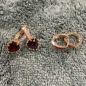 Elegant Gold and Red Stone Earrings
